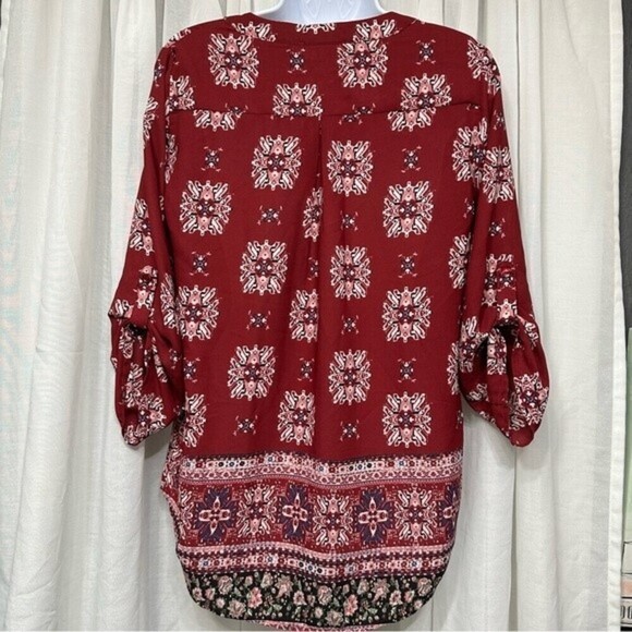 Pink Republic Three-Quarter Sleeve Medallion Mixed Print Multicolor Size S Top - Picture 6 of 15